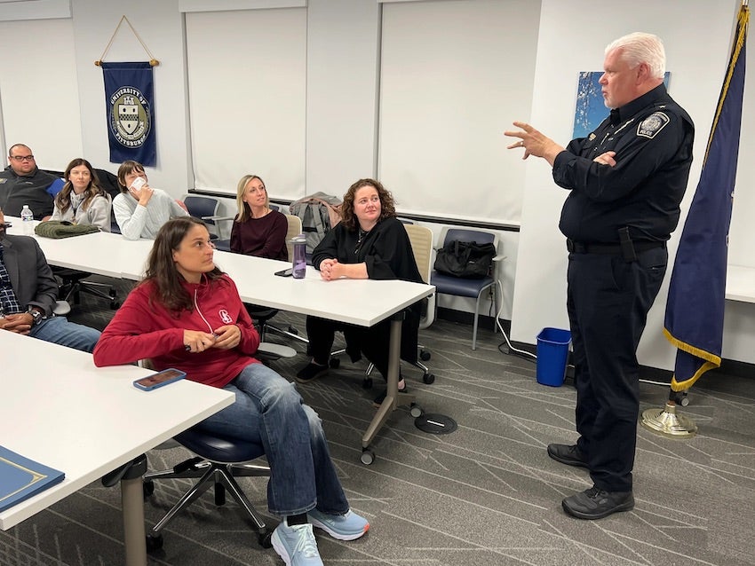 Pitt Police Chief addressing the Citizens Police Academy class