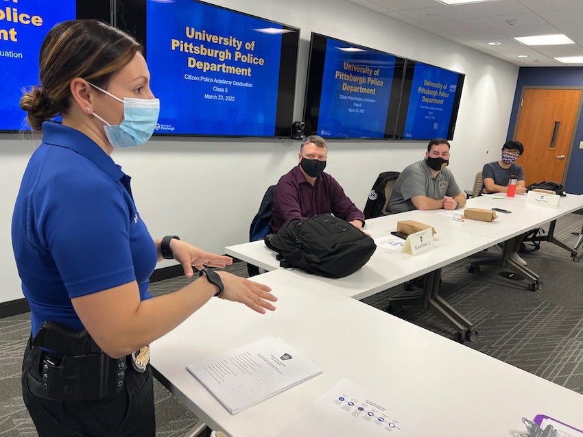 Lt. Brooke Riley talking to the Citizens Police Academy class