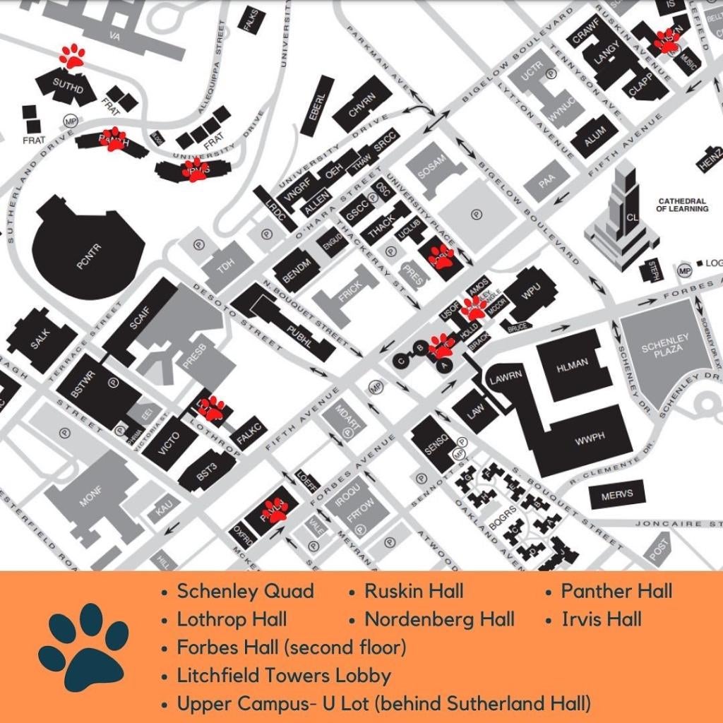 University of Pittsburgh food drive map