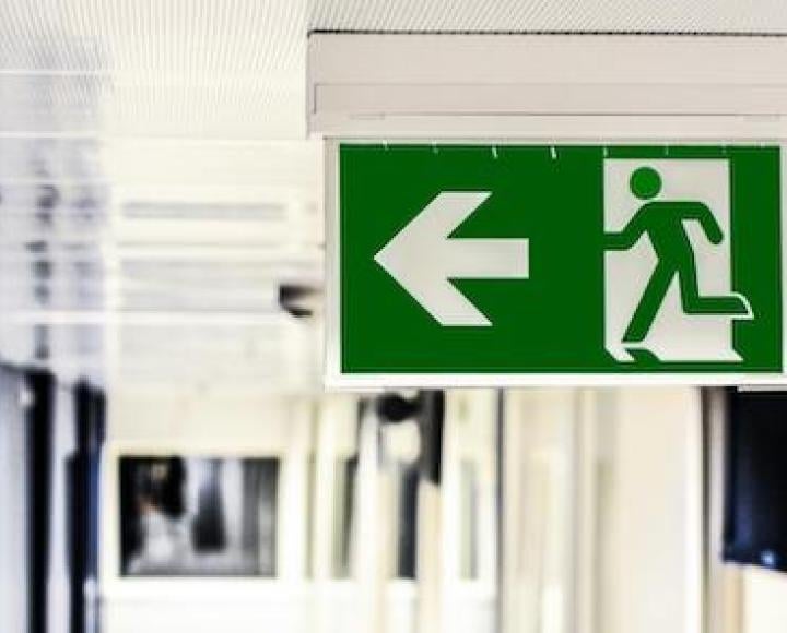 exit sign in a building