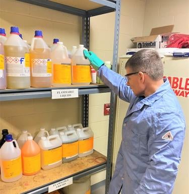 Wayne Eakin looking at chemical stockpile